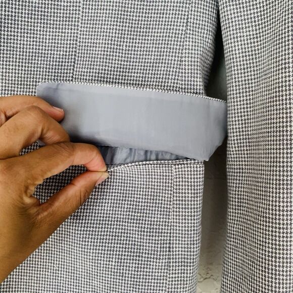 NWT Stafford Sport Coat Men 34R Gray Houndstooth Linen Cotton Blazer Jacket Work - Picture 5 of 13